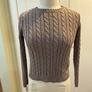 Land’s End Cable Knit Sweater beige/brown petite